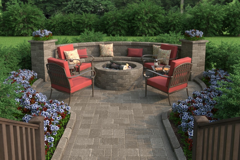 Rumblestone Collection In Cafe, Fire Pit Pavers Home Depot