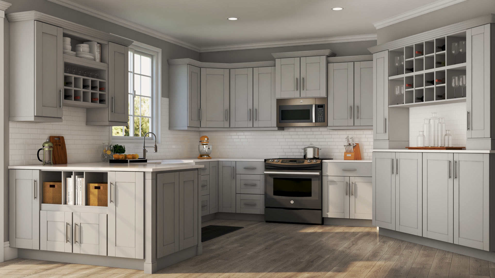  Shaker Base Cabinets in Dove Gray Kitchen The Home Depot