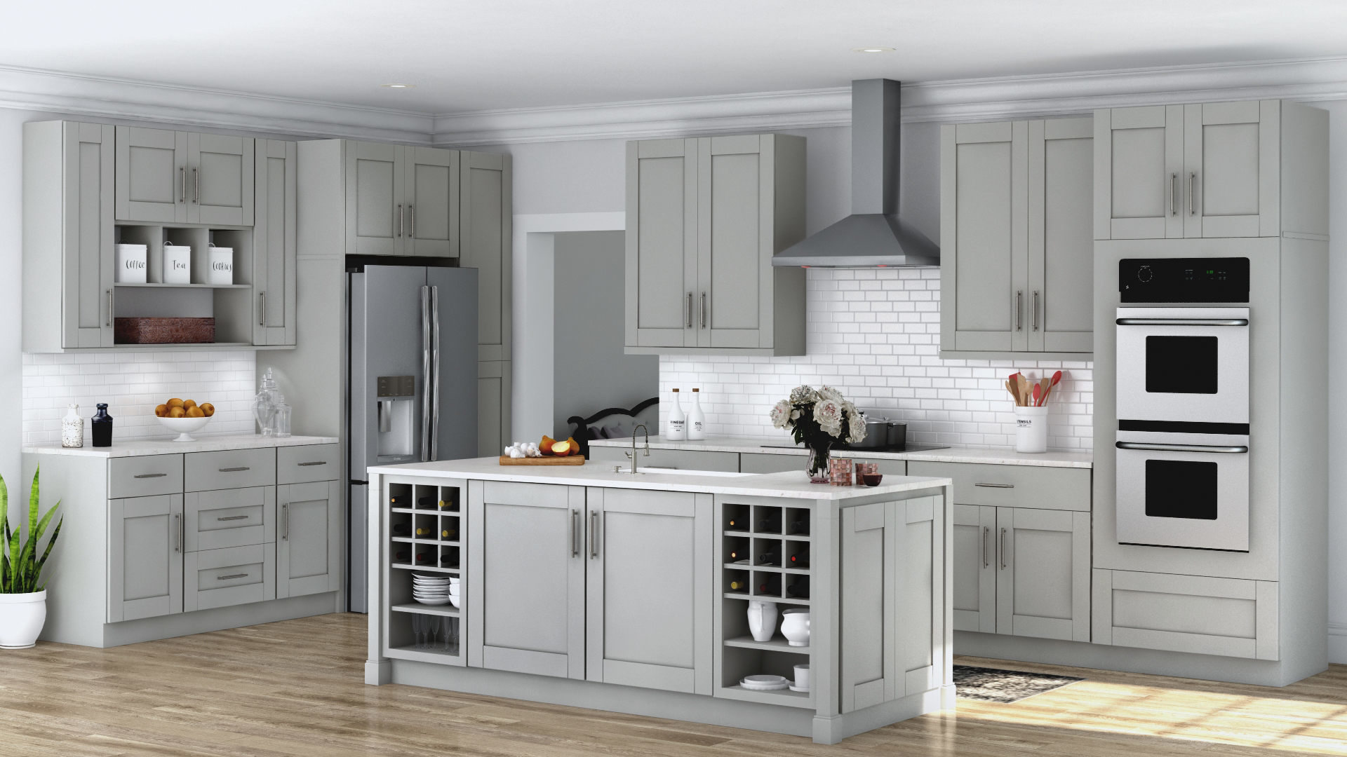 Shaker Wall Cabinets In Dove Gray Kitchen The Home Depot