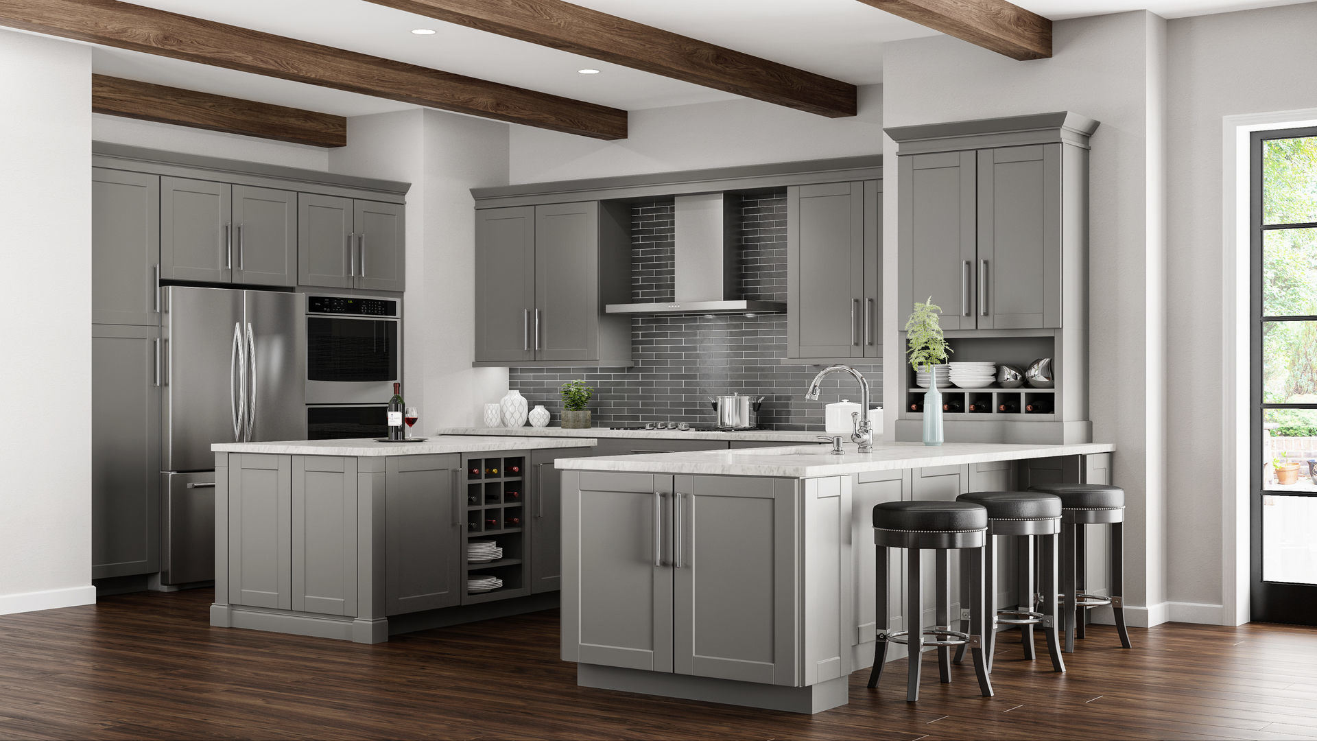 Shaker Base Cabinets in Dove Gray – Kitchen – The Home Depot