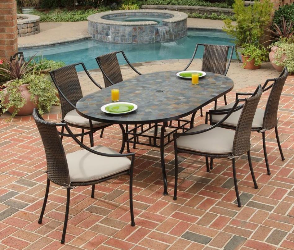 Home Styles 5601-3080 Stone Harbor 5-Piece Outdoor Dining Set Slate Finish