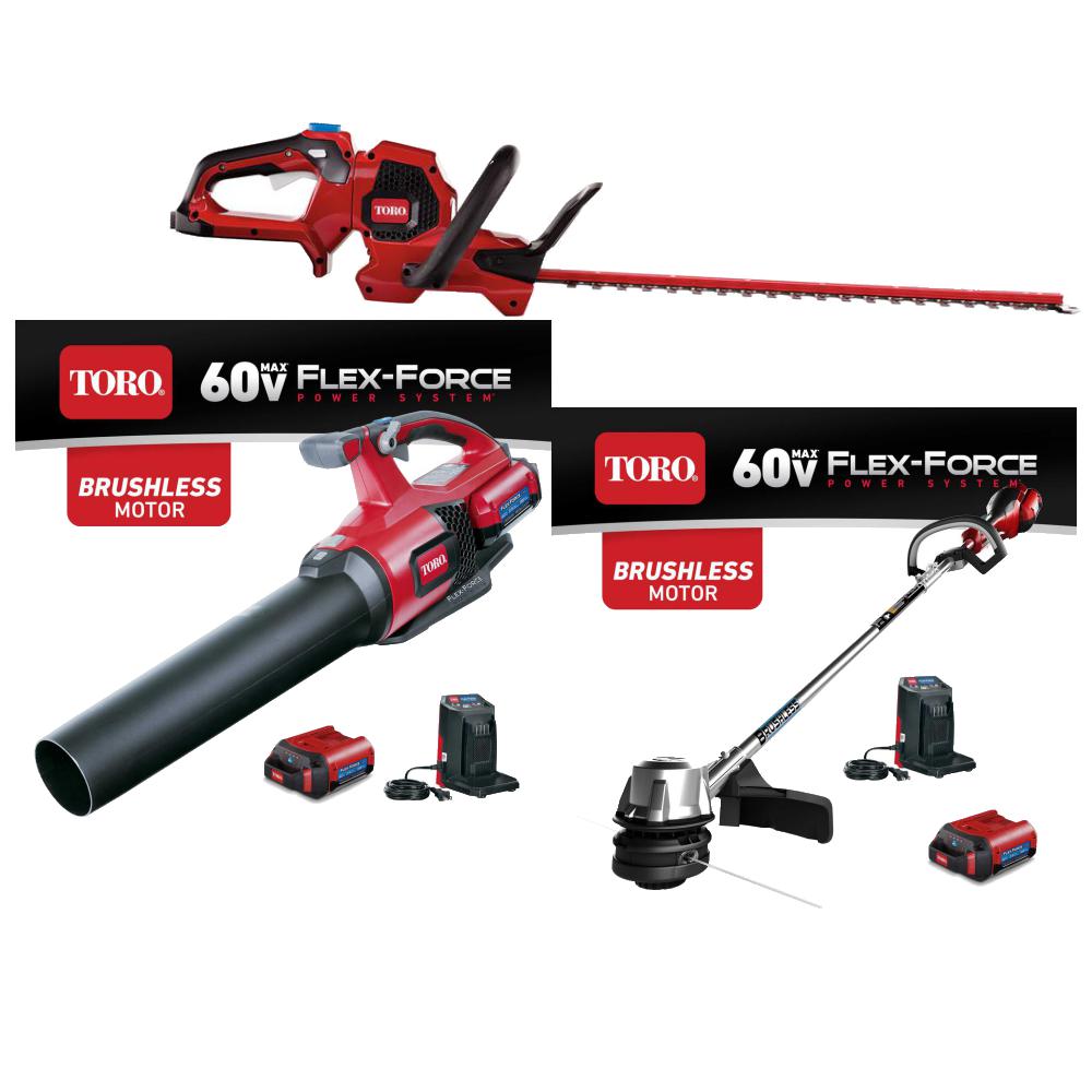 60V Cordless Battery Outdoor Power Bundle with Hedge Trimmer Tool The