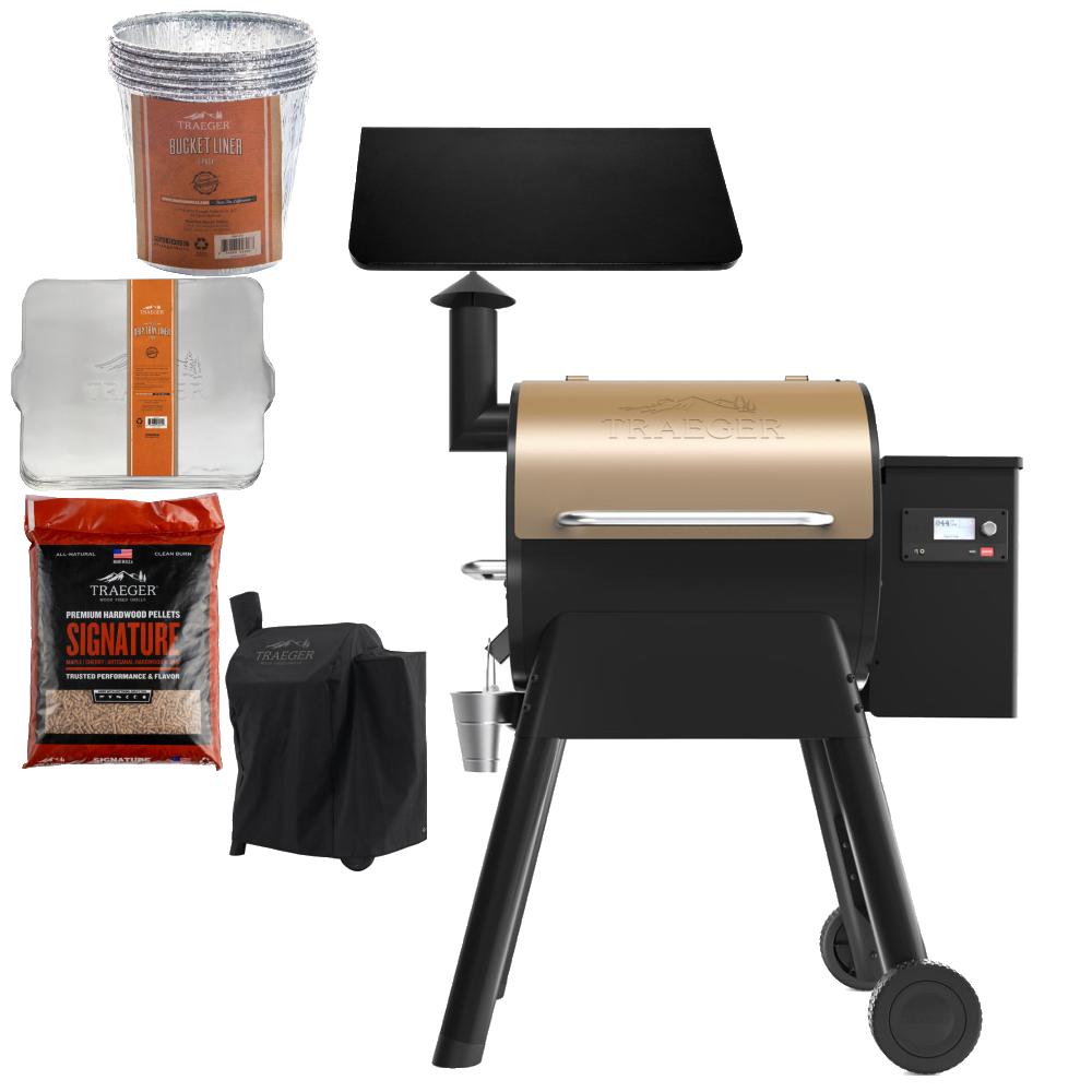 Traeger Pro 575 Black Wifi Pellet Grill and Smoker Bundle with