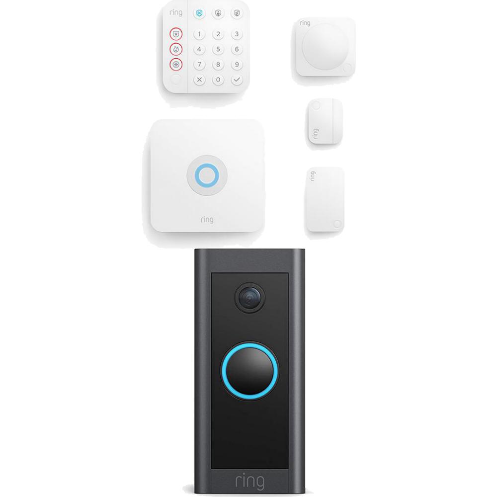 5Piece Wireless Alarm Home Security Kit and Wired Video Doorbell