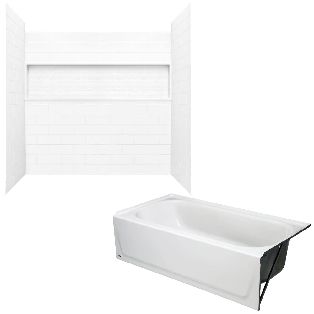 Maui NexTile 30 in. x 60 in. x 76.5 in. Standard Fit Alcove Bath and